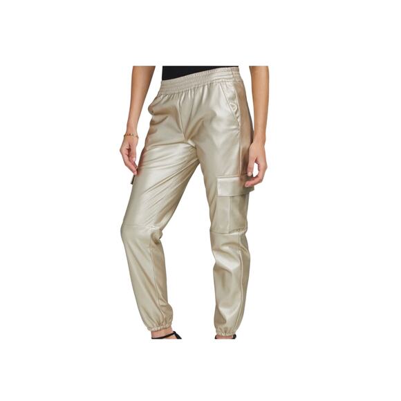 Generation Love Anthropologie Aidan Metallic Vegan Leather Jogger Pants Large - Picture 1 of 15